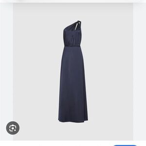 Reiss Midnight Blue Asymmetric Satin Gown